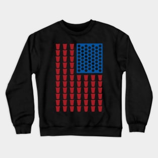 Beer Pong Drinking Game American Flag Crewneck Sweatshirt